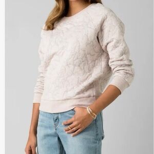 Prana Carin Floral Pink Quilted Pullover Sweatshirt Sz S